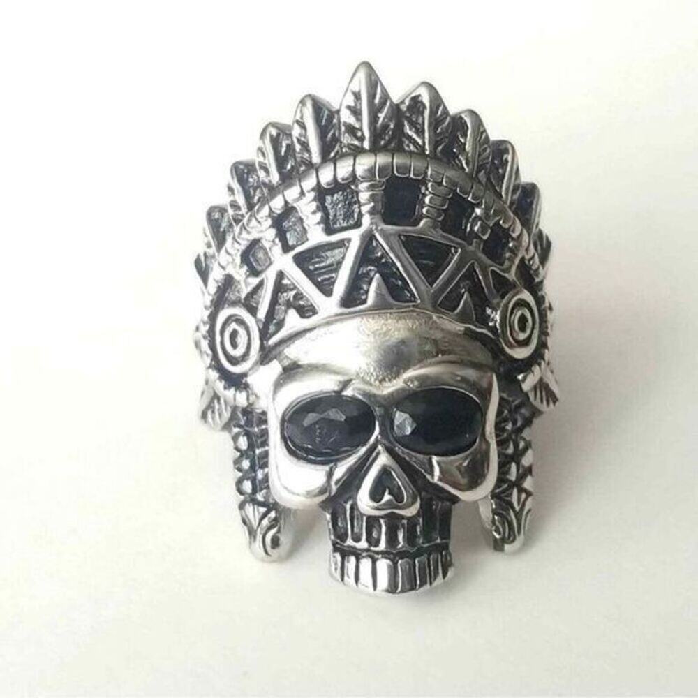 New 316L stainless steel skull biker ring‎ size 12